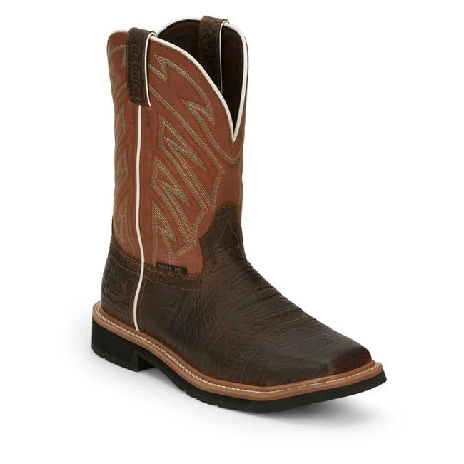 Men's Justin Original Work Boots 11" Electrician Square Toe Steel Toe 3 Men's Justin Original Work Boots 11" Electrician Square Toe Steel Toe