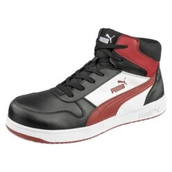 Men's Puma Safety Frontcourt MID Composite Toe Boots -SafeStep Outfitters 0 650 puma safety frontcourt mid composite toe boots black white red