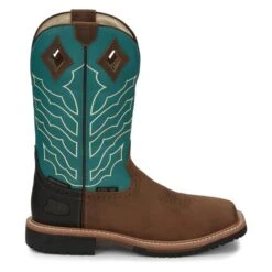 Men's Justin Original Work Boots 12" Derrickman Steel Toe Waterproof -SafeStep Outfitters 1 650 justin original work boots 12 derrickman steel toe waterproof peanut wyoming turquoise crunch