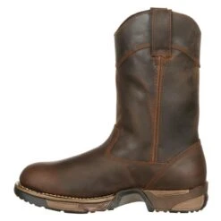 Men's Rocky 11" Aztec Pull-On Steel Shank Waterproof Boots -SafeStep Outfitters 1 650 rocky 11 aztec pull on steel shank waterproof brown