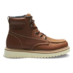 Men's Wolverine 6" Moc-Toe Wedge Heel Boots -SafeStep Outfitters 1 650 wolverine 6 moc toe wedge heel brown