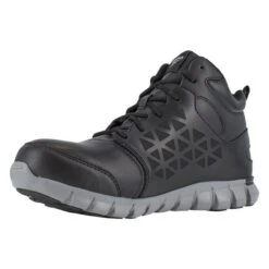 Men's Reebok Sublite Cushion Work Mid Alloy Toe Boots -SafeStep Outfitters 2 650 reebok sublite cushion work mid alloy toe black