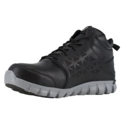 Men's Reebok Sublite Cushion Work Mid Alloy Toe Met Guard Boots -SafeStep Outfitters 2 650 reebok sublite cushion work mid alloy toe met guard black