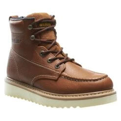 Men's Wolverine 6" Moc-Toe Wedge Heel Boots -SafeStep Outfitters 2 650 wolverine 6 moc toe wedge heel brown