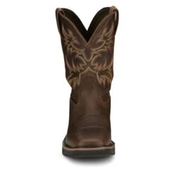 Men's Justin Original Work Boots 11" Driller Square Toe Waterproof -SafeStep Outfitters 4 650 justin original work boots 11 driller square toe waterproof rugged tan