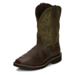 Men's Justin Original Work Boots 11" Keavan Met Guard Steel Toe Waterproof -SafeStep Outfitters 4 650 justin original work boots 11 keavan met guard steel toe waterproof dark brown mossy green