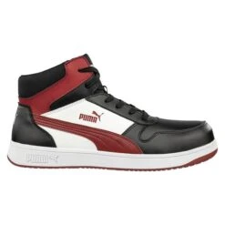 Men's Puma Safety Frontcourt MID Composite Toe Boots -SafeStep Outfitters 4 650 puma safety frontcourt mid composite toe boots black white red