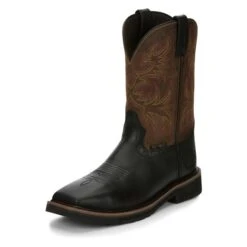 Men's Justin Original Work Boots 11" Driller Square Toe Composite Toe -SafeStep Outfitters 5 650 justin original work boots 11 driller square toe composite toe black oiled vintage tan
