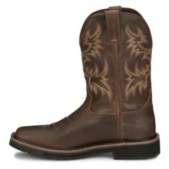 Men's Justin Original Work Boots 11" Driller Square Toe Waterproof -SafeStep Outfitters 5 650 justin original work boots 11 driller square toe waterproof rugged tan