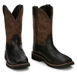 Men's Justin Original Work Boots 11" Driller Square Toe Composite Toe -SafeStep Outfitters 6 650 justin original work boots 11 driller square toe composite toe black oiled vintage tan