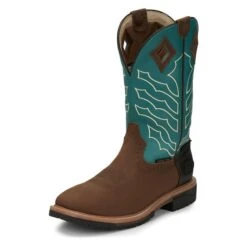 Men's Justin Original Work Boots 12" Derrickman Steel Toe Waterproof -SafeStep Outfitters 6 650 justin original work boots 12 derrickman steel toe waterproof peanut wyoming turquoise crunch