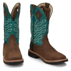 Men's Justin Original Work Boots 12" Derrickman Steel Toe Waterproof -SafeStep Outfitters 7 650 justin original work boots 12 derrickman steel toe waterproof peanut wyoming turquoise crunch