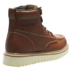 Men's Wolverine 6" Moc-Toe Wedge Heel Boots -SafeStep Outfitters 8 650 wolverine 6 moc toe wedge heel brown